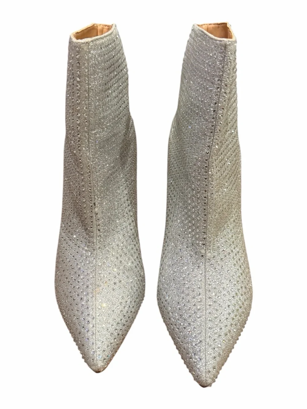 Jewel Badgley Mischka Silver Crystal-Studded Pointed-Toe Ankle Bootie